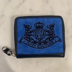 Juicy Couture blue terry and leather bifold wallet
